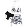 Arshiner Ragazze 3 Pezzi Bikini Set Bambina con Gonna Estiva Stampa Floreale Costumi da Bagno per Ragazza 11-12 Anni