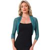 Allegra K Cardigan Donna Top con Bolero a Maniche Lunghe Semitrasparenti Elegante in Vintange