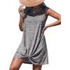 CUPSHE - Costume da bagno da donna, con scollo tondo, senza maniche, orlo anteriore torto, mini, fluido, asimmetrico, Marrone, XS