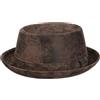 Stetson Pennsylvania Pork Pie Cappello in Pelle Suina Uomo Foderato Fedora Used Look Estate Inverno