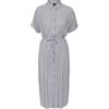 Vero Moda VMBUMPY SS Calf Shirt Dress Noos Abito da Donna, Bianco Neve, a Strisce, Taglia XS, Bianco Neve/Strisce: Inchiostro Indiano, XS