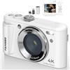 Fansbe Smart Fotocamera digitale 4K, video fotografico 4K, videocamera digitale Vlogging, piccola fotocamera digitale compatta 4K 64MP Zoom 18X 8 modalità 20 filtri anti-shake LCD 32 GB lettore di