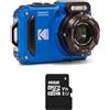KODAK Pixpro Pack WPZ2 + 1 Scheda SD, Fotocamera Digitale Compatta 16M Pixel, Impermeabile fino a 15m, Antiurto, Video 720p, Schermo LCD 2,7 - Batteria Li-ION - Blu