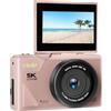 XUMIUZIY Fotocamera Digitale retrò, Videocamera Mirrorless da 75 MP 5K con Zoom Ottico 18x e Messa a Fuoco Automatica Intelligente, per Creatori di Contenuti, Fotografia di Viaggio (PINK)