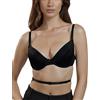 Vivisence Kate 1011 Reggiseno Push-Up Uniforme con Spalline Multiposizione, Nero,4C