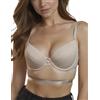 Vivisence Kate 1011 Reggiseno Push-Up Uniforme con Spalline Multiposizione, Beige,4D