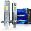 BEAMFLY H1 LED 20000lm 100W, Lampadine Per Fari Auto e Moto, Kit Lampadina 12v per Abbaglianti o Anabbaglianti, Dimensioni 1:1 Alogena, Plug and Play, Luce Bianca 6500k, 2 Lampade LED H1