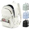 pectodox Zaino Scuola Superiore Media Ragazzo, Zaino Impermeabile Multitasche Donna Università, Zainetto Uomo Porta PC 14 Pollici Leggero, Zaini da viaggio Backpack,Beige