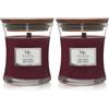 WoodWick Candela profumata Hourglass media con stoppino crepitante | Black Cherry | Durata della fragranza: fino a 60 ore (Confezione da 2)