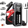 YOBWOK Avviatore Batteria Auto,Booster Avviatore Auto con Compressore 160PSI (per 12V 10.0L GAS e 8.0L DIESEL), 6000A Jump Starter Avviatore Emergenza USB, LED,Starter Batteria LCD