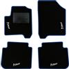 QUEMAR Tappetini Auto per Citroen C3 Picasso, Bordo Blu, 4 Ricami | 2009-2017 / Kit Tappeti Moquette e Gomma su Misura / Set 2 Anteriori + 2 Posteriori / Ricami e Colori Personalizzati