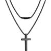 FaithHeart Collana Uomo Croce Ciondolo Croce Cristiana in Acciaio Inossibile Taglia Meida a Catena Serpente 45CM Impermeabile