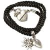 Heimatflüstern Braccialetto in Corda con ciondole di Stella Alpina Strass, Bracciale da Donna con ciodole di Cuore brezel, Pantaloni di Pelle (Nero)