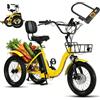 Wasd3Pods Triciclo Elettrico per Adulti, Trike Elettrico Pieghevole Da 18 Pollici Con Grande Cestino E Blocco Di Sicurezza, Leggero E Portatile, Per Viaggi E Acquisti per Anziani Yellow