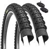 ECOVELO' 2 COPERTONI MTB 26x1.95 (53-559) + 2 CAMERE D'ARIA AMERICA SCHRADER PER MTB BICICLETTA NERO BICI MOUNTAIN BIKE