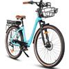 SAMEBIKE RS-A07 Bici Elettrica Urbana 250W, Batteria Rimovibile 36V 13Ah, Autonomia 90KM, Sospensione Tripla, Freni a Disco Meccanici, 7 Velocità, Bici Elettrica Pedelec Legale EU