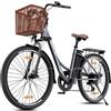 Qekud Bicicletta elettrica da trekking, colore grigio, con cestino, 26 pollici