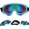 Qcwwy Occhiali da Sci Antivento, Maschera Protettiva per Sport All'Aperto, for Ciclismo e Motociclismo (Pellicola a colori con cornice azzurra)