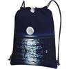 WHJSSF Full Moon in Night Prints, zaino con coulisse e cerniera, leggero e pieghevole, borsone da viaggio con tasca frontale e organizer interno