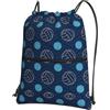 WHJSHOP Zaino blu con stampa pallavolo con coulisse e cerniera, leggero e impermeabile, con tasca frontale e organizer interno per viaggi, yoga e altro ancora