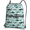 YYHHAOFA Zaino con stampa di squalo con coulisse e cerniera, borsa leggera da palestra con tessuto impermeabile e tasche multiple per viaggi e sport