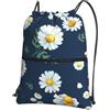 WHJSSF Daisy Prints, zaino con coulisse e cerniera, leggero e pieghevole, per viaggi, yoga, escursionismo e tutti i giorni