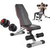 YOLEO Panca per manubri pieghevole multifunzione allenamento fitness panca addominali panca inclinata con schienale regolabile, carico 300kg Con un paio di manubri Con un set di manubri