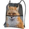 HJFCZH Fox Prints, zaino con coulisse e cerniera, leggero, con tasca frontale, ideale per viaggi e yoga