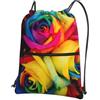 WHJSSF Rainbow Rose Prints - Zaino con cerniera e coulisse, leggero, pieghevole, per viaggi, yoga, escursionismo e tutti i giorni