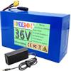 FREEDOH Pacco batterie al Litio da 36 Volt 36V 5Ah 7.5Ah 10Ah 12.5Ah 15Ah 17.5Ah 20Ah con Caricabatterie,36v12.5ah