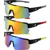 Utensilsto 3 paia di occhiali da sole sportivi da uomo e da donna, per bici da corsa, ciclismo, corsa, enduro, con protezione UV400, colore nero