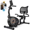 StoneGrit Cyclette reclinata per casa con connettività app, cyclette silenziosa a resistenza magnetica per adulti e anziani con monitor LCD, maniglia per la frequenza cardiaca, sedile e schienale