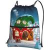 WHJSSF Elfs House Prints, zaino con coulisse e cerniera, leggero, pieghevole, per viaggi, yoga, escursionismo e oggetti essenziali quotidiani