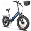 SAMEBIKE LOTDM200-II Bici Elettrica Piegabile Blu, Telaio Passante Fat Tire 20x4.0, Batteria 48V 13Ah, Motore 70+Nm, NFC, Sospensione Doppia, Bici Sportiva Fuoristrada e Cittadina