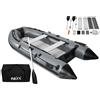 MK-Angelsport Barca sportiva professionale, gommone per pescatore, NEXX 330 cm con fondo in gomma - Canotto da pesca con borsa da trasporto, grigio chiaro - incl. 2 remi e kit di riparazione