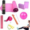 Generisch Kit da yoga, set da yoga per principianti, tappetino per esercizi con pallina, include fascia di resistenza in lattice e fascia per stretching, attrezzi da allenamento portatili