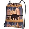 WHJSSF Zaino con cerniera con coulisse e stampa con motivo orso e volpe, borsa leggera e pieghevole per viaggi, yoga, escursionismo e oggetti essenziali quotidiani
