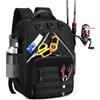 BlesMaller Zaino da pesca con 2 supporti per canna e scomparto frigorifero, borsa impermeabile per attrezzatura da pesca, campeggio, escursionismo, regalo per pescatori