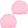 WRITWAA 2 cuffie da nuoto in silicone rosa - Cuffia da nuoto elastica in silicone per la protezione delle orecchie - Cuffia da bagno resistente agli strappi per capelli lunghi, adatta a donne e
