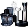 Gastronoma 18210002 - Set di frullatore a immersione 3 in 1, frusta, frullatore ad immersione, perfetto per mescolare salse e zuppe senza fili in modo rapido ed efficiente, in acciaio inox, nero