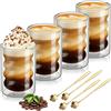 HA BIN Set 4 Bicchieri Doppia Parete 400 ml per Caffè, Latte Macchiato, Cappuccino e Tè, Tazze in Vetro Borosilicato con Design a Spirale, Effetto Flottante e Isolamento