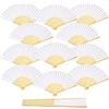 ZOOI Ventagli per matrimonio, set di 12 ventagli di carta bianchi | Ventaglio pieghevole in legno bianco, piccolo ventaglio da dipingere, regalo di nozze per l'estate, matrimoni, festival
