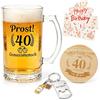 DXiongW Boccale Birra Personalizzato 500ml 40 Anni Regalo di Compleanno | Bicchiere da Birra per Uomo e Donne Boccale 40 Anni con Portachiavi Apribottiglie e Sottobicchiere Bicchiere con Incisione