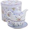 G. Wurm Set da tè con motivo lavanda per una persona | teiera, tazza da tè & piattino | servizio da tè in porcellana in confezione regalo | Design manico della Tazza, manico & Sottopiatto per teiera | Tea For One