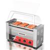 CROSSON Macchina Hot Dog 5 Rullo con Cassetta Riscaldante per Panini,12 Hot Dogs 1050W Hotdog Maker in Acciaio Inossidabile con Controllo della Temperatura & Protezione Trasparente