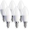 Ddlisu Lampadina LED a Candela E14, Classe energetica A, Lampadina LED E14 a Risparmio Energetico, Bianco Caldo 3000K, 2W, Lampadina C37 a Bianco Caldo, Equivalente a 40W, Non Dimmerabile, Confezione da 6