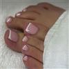 LunarCharm 24 pezzi unghie finte rosa french per piedi da applicare, unghie naturali corte quadrate stile francese per piedi, unghie acriliche coprenti per piedi da applicare per donna