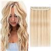 TESS Extension Capelli Veri Clip Biondo Balayage 40 cm, Extension Clip Capelli Veri Fascia Unica 5 Clips Extension Capelli Clip 45 g #18P613 Biondo oro/Blonde Extension Capelli