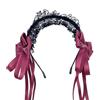 Generic Lolita - Cerchietto per capelli da donna, con grande fiocco, multicolore, stile concavo, ideale come regalo per ragazze (rosso vina)