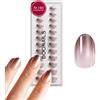 DOONAILS® Set di 30 unghie finte a pressione in gel morbido, colore marrone nude, cromate ombré, copertura completa, 15 misure, 7-14 mm, lunghezza 14 mm